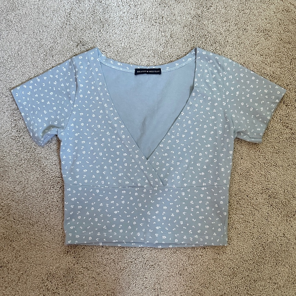 Brandy Melville Blue Floral Amara Top